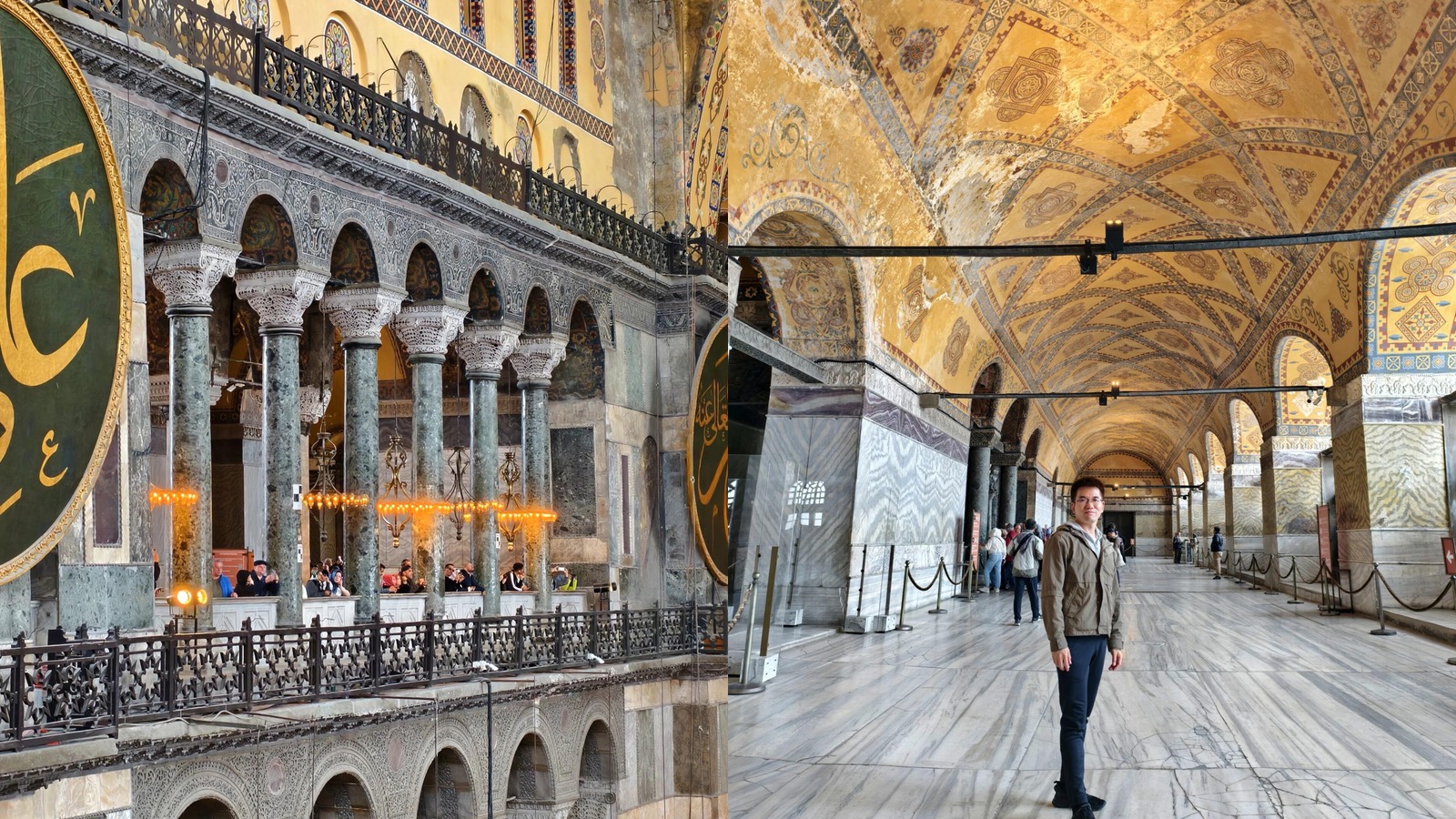 Hành lang tầng trên và khách tham quan Hagia Sophia