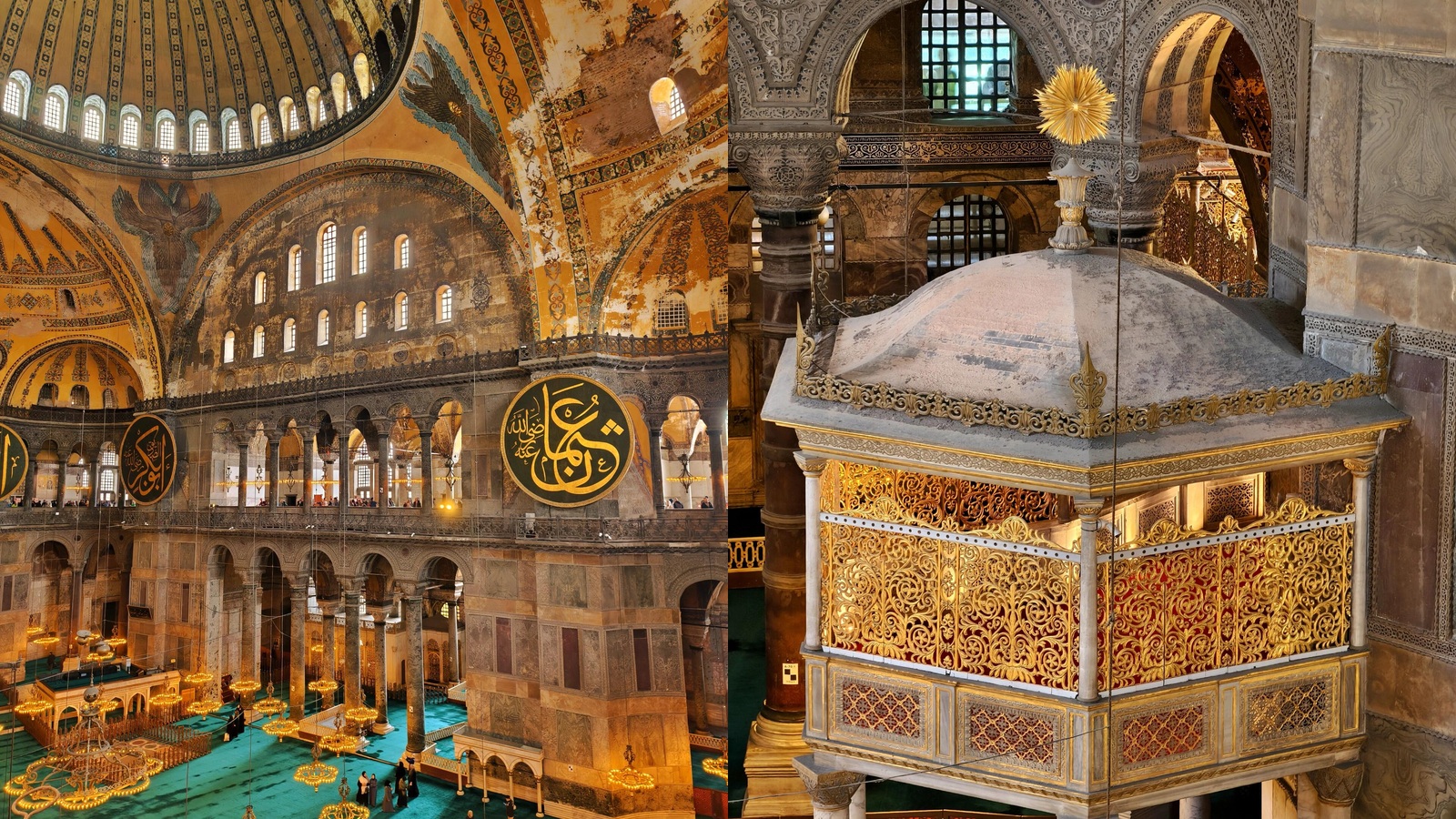 Bảng thư pháp và chi tiết Ottoman tại Hagia Sophia